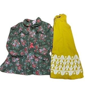 4T Clothing Bundle Light Jacket Dress Little Lass Old Navy Mustard Yellow Green